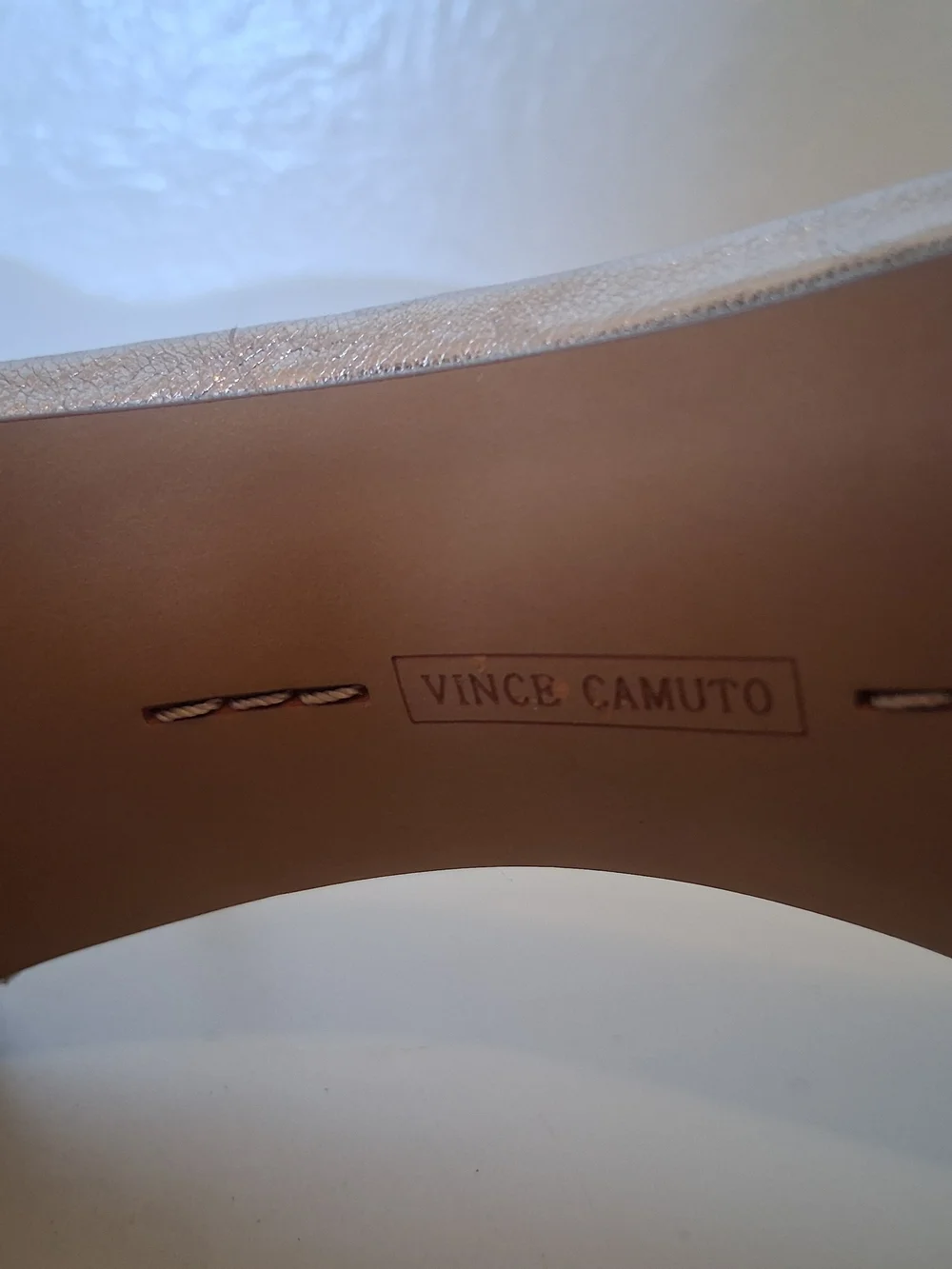 Vince Camuto Metallic Rose Gold Block Heel Sandals